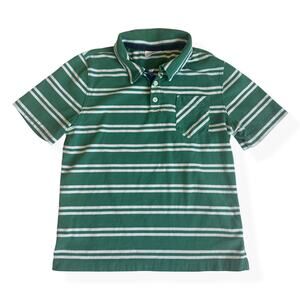 Hanna Andersson Green Soft Stripe Cotton Polo 140cm US 10